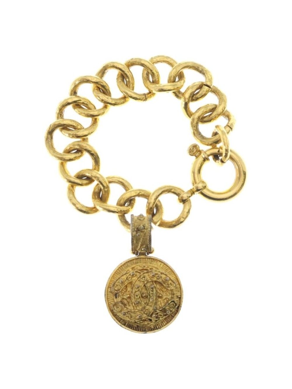 Chanel CC Logo Coin Charm Bracelet Gold